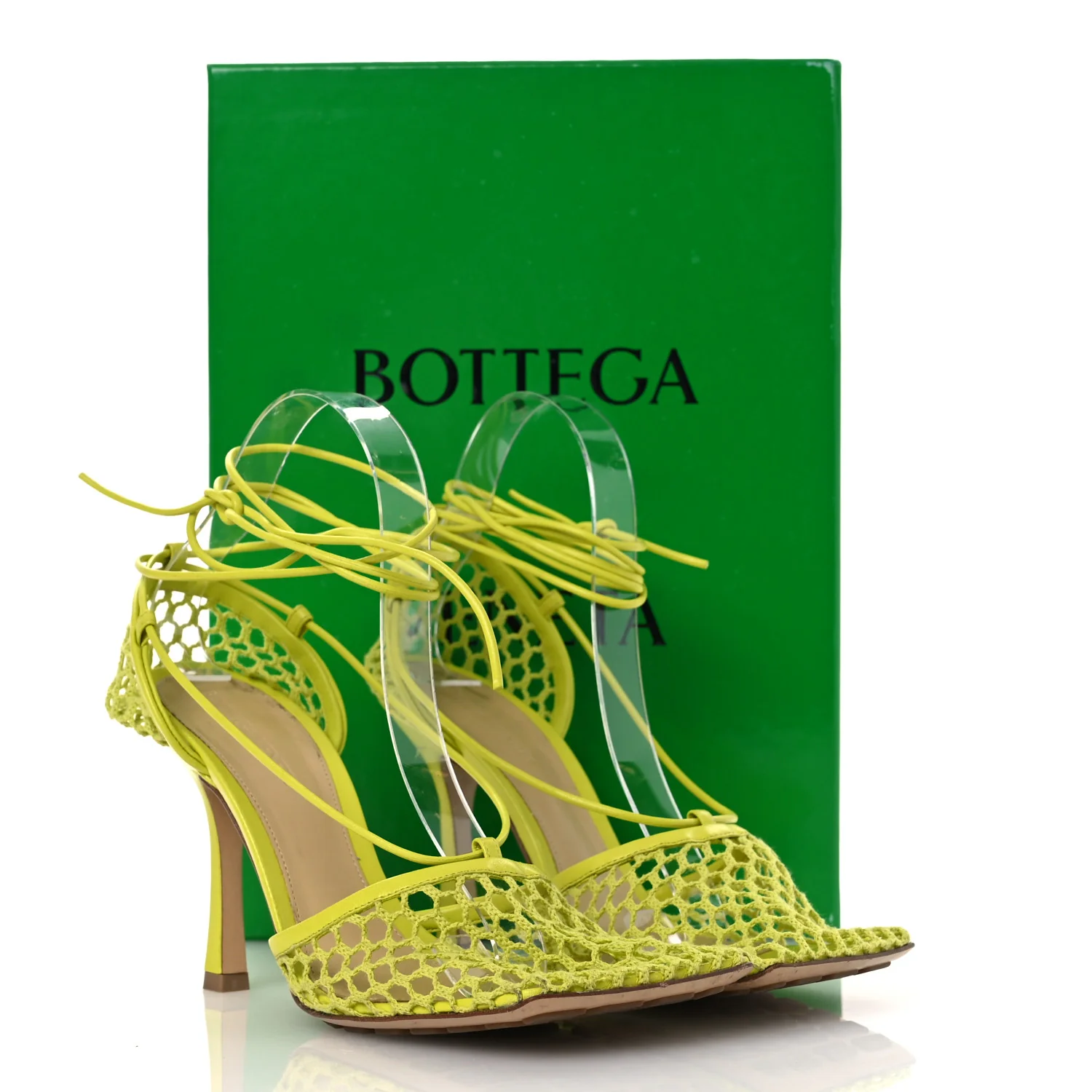 Mesh Nappa Stretch Ankle Tie Sandals 39 Kiwi - Top Club
