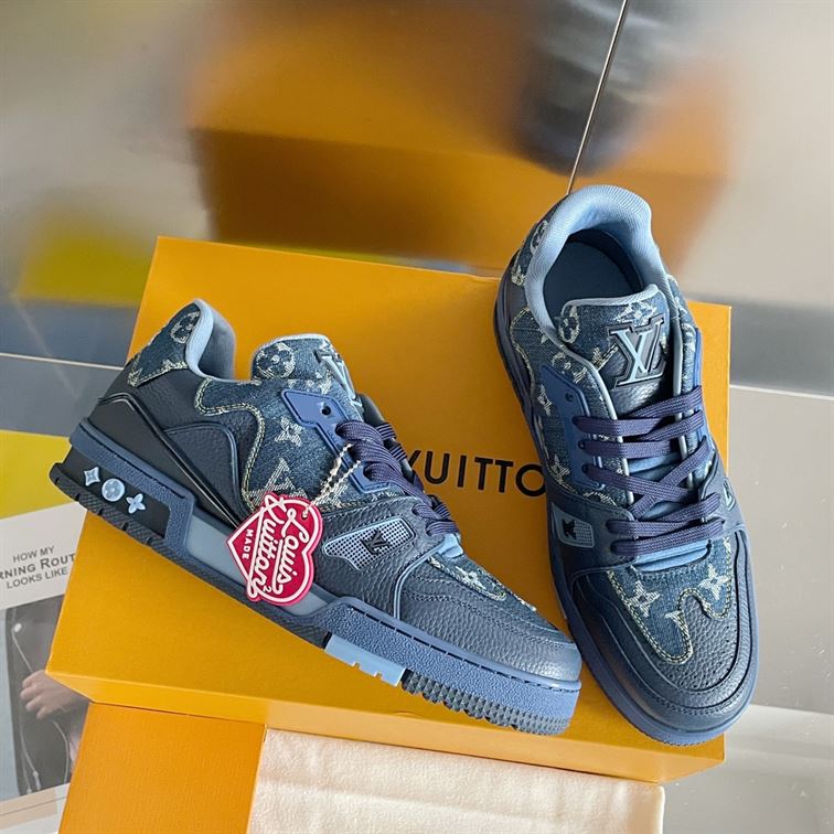 LOUIS VUITTON X NIGO TRAINER SNEAKERS IN BLUE   LVS005 - Sneaker Replica Workshop
