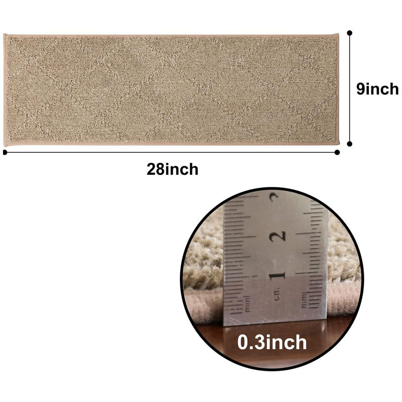 Nordic Style Stair Step Mats Solid Wood Floor Carpet Non-slip Self-adhesive Foot Mat Custom Deco Carpet Stair Mat for Walking（10 pcs）