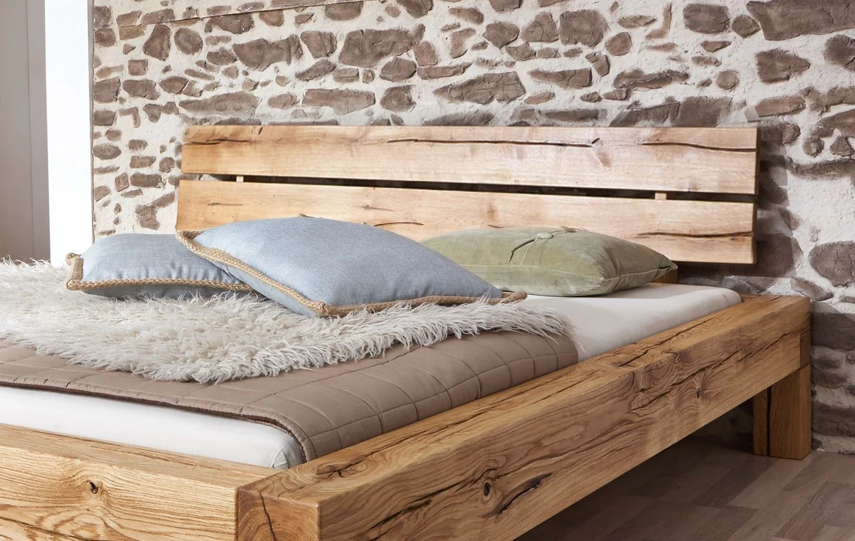 Luxury double bed natural colors - Various sizes - Solid wood bed with headboard and mattress - Bedroom furniture - Hotel furniture - Luxury furniture - Luxury furnishings