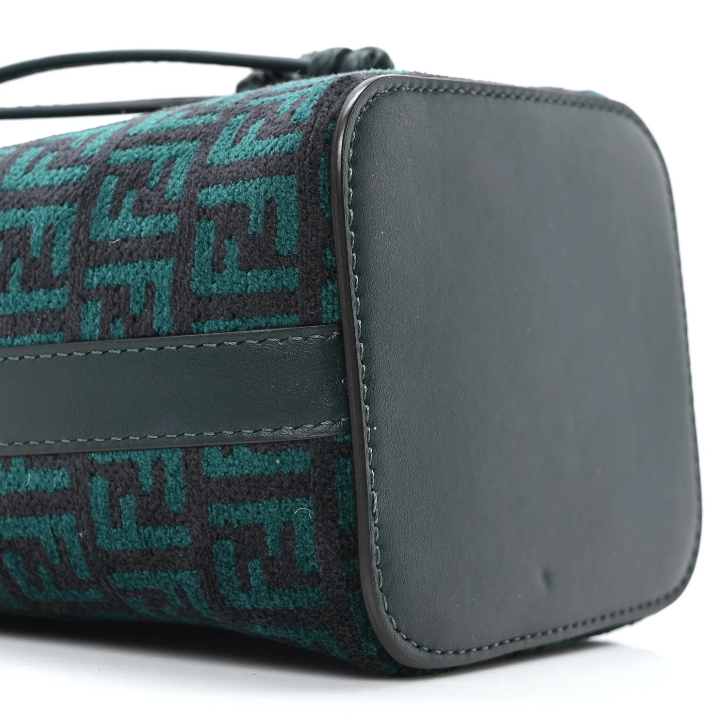 Chenille Vitello F is Fendi Micro FF Mini Mon Tresor Bucket Bag Verde Inglese - Top Club