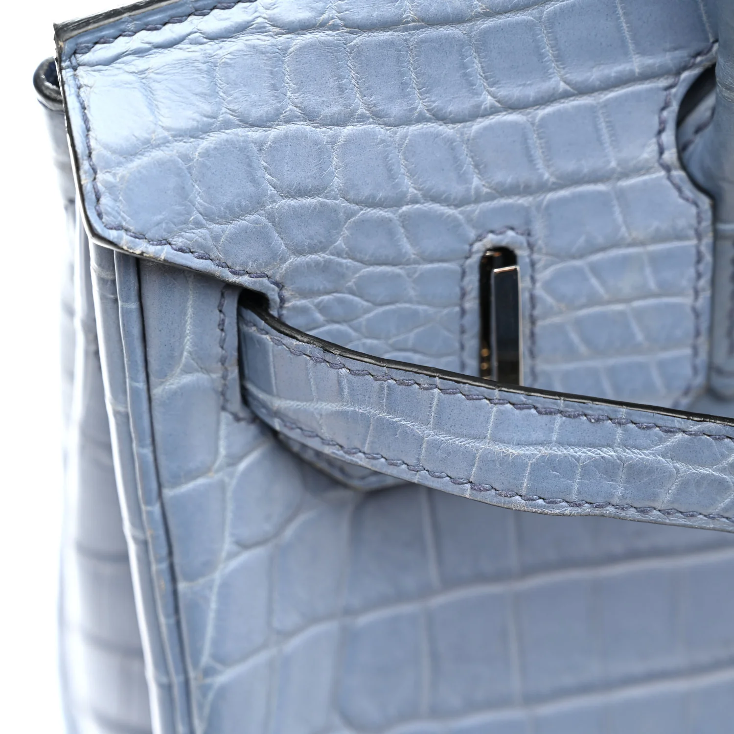 Matte Porosus Crocodile Birkin 30 Bleu Brighton - Top Club