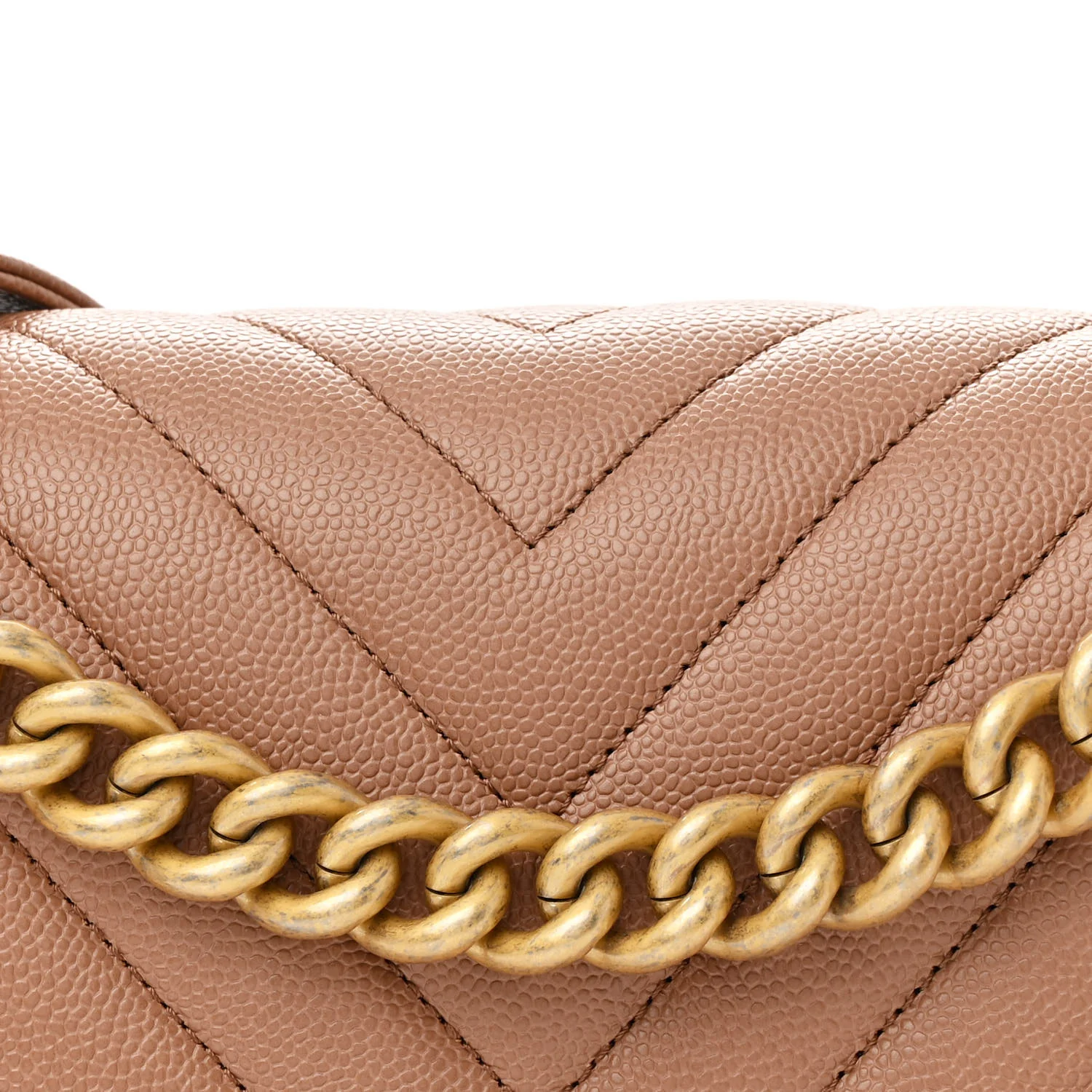 Caviar Chevron Quilted Medium Boy Flap Brown - Top Club