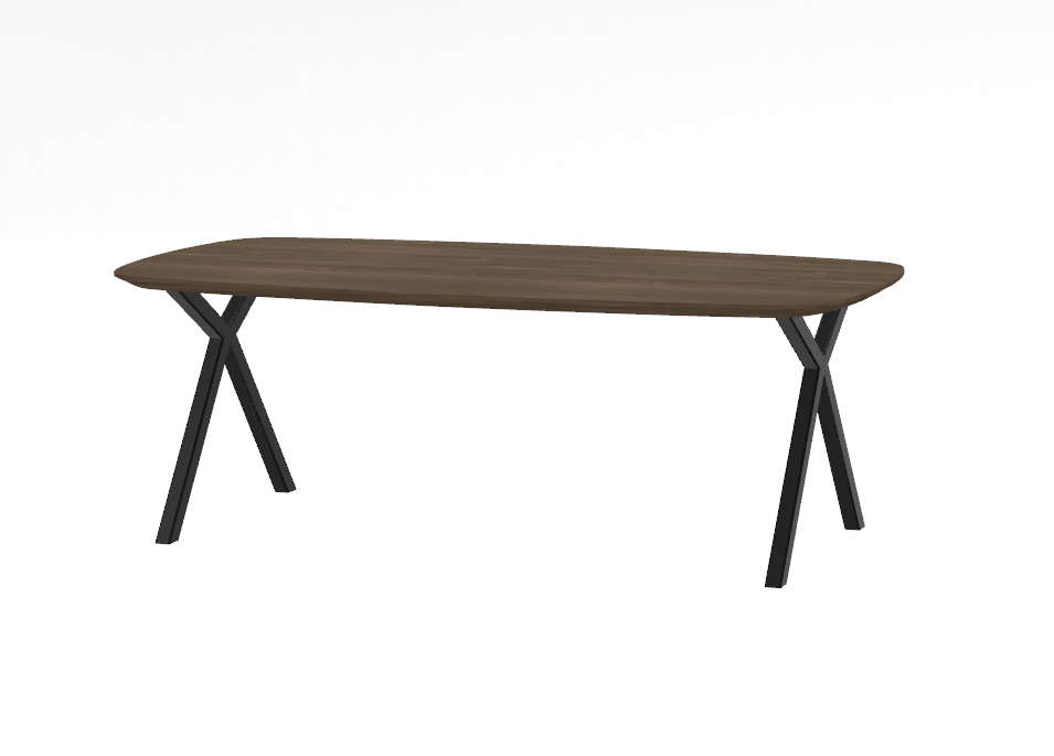 Firma Hout & Staal Eettafel Deens ovaal | xy recht | deer brown Eettafel Leaf | 260*100cm | Swissline | Deer Brown