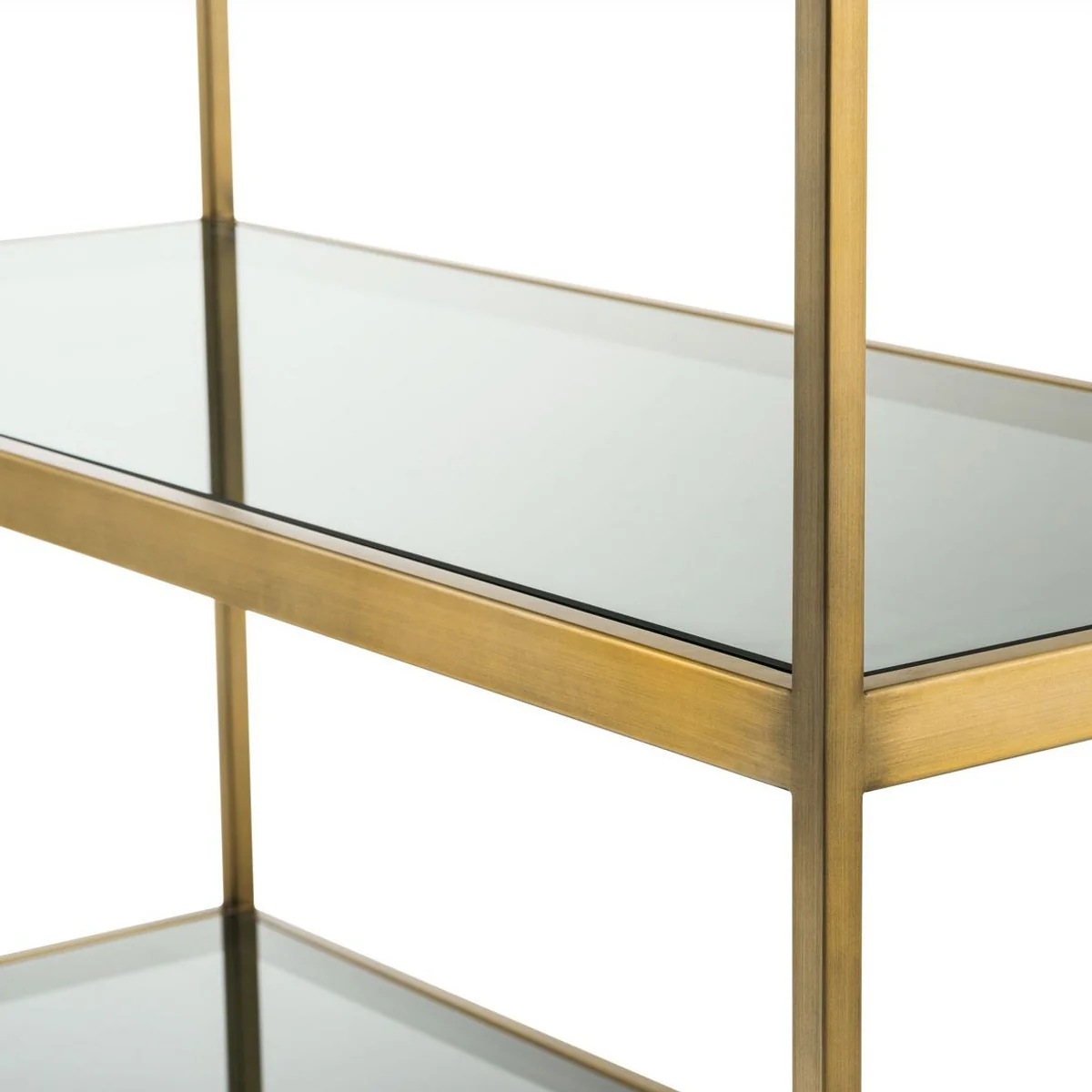 Luxury shelf cabinet brass / gray 95 x 40 x H. 225 cm - stainless steel cabinet with 5 glass shelves - office furniture - living room furniture