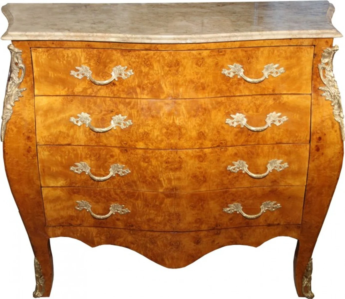 Baroque chest of drawers bird's eye maple / cream 110 cm - Baroque furniture