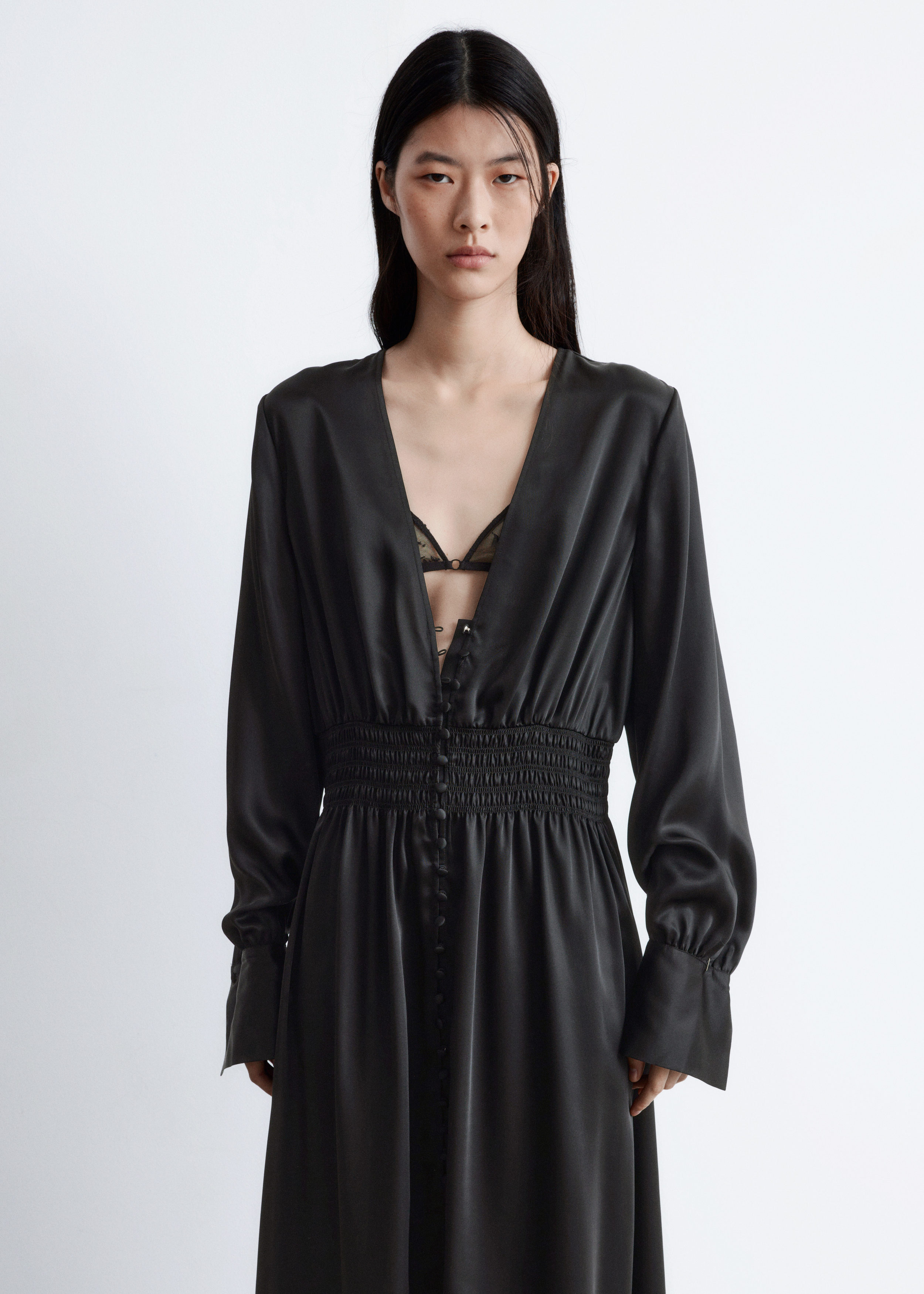 & Other Stories SATIN MIDI SHIRT DRESS