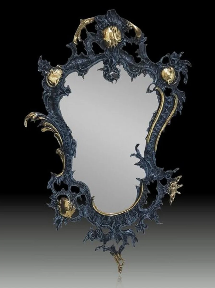 Luxury Baroque Bronze Mirror Blue / Gold H. 74 cm - Baroque Furniture