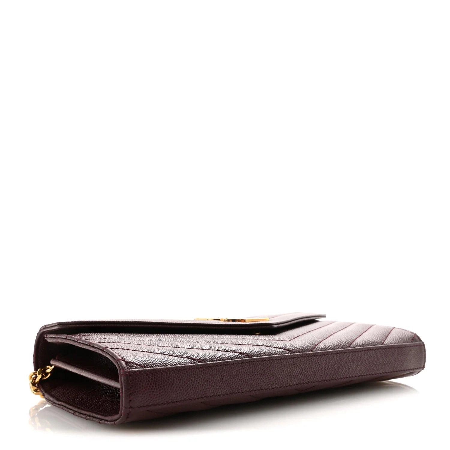 Grain De Poudre Matelasse Chevron Monogram Chain Wallet Rouge Legion - Top Club
