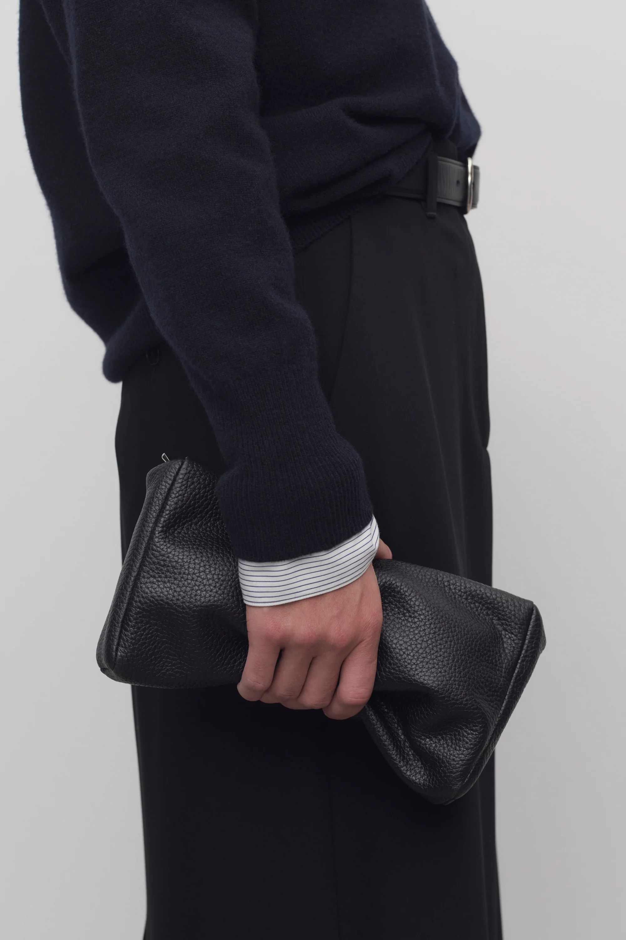 Squared Compact Clutch Bag in Leather - Top Club
