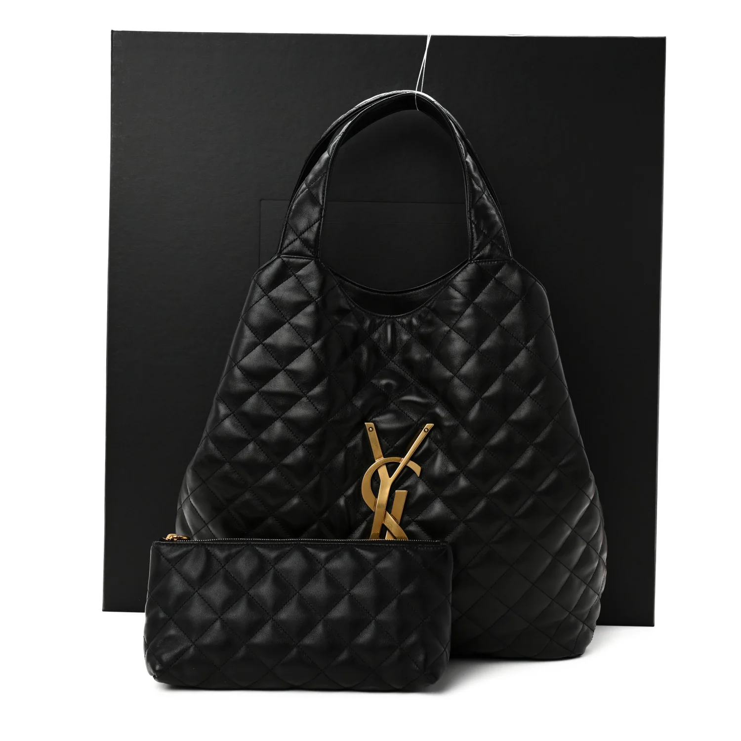 Lambskin Quilted Maxi Icare Shopping Tote Black - Top Club