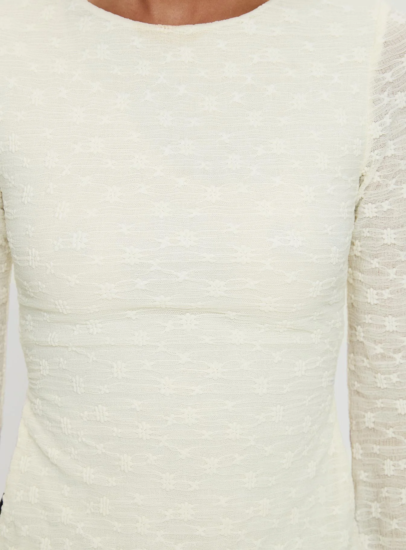 Shellee Long Sleeve Tie Back Top Cream