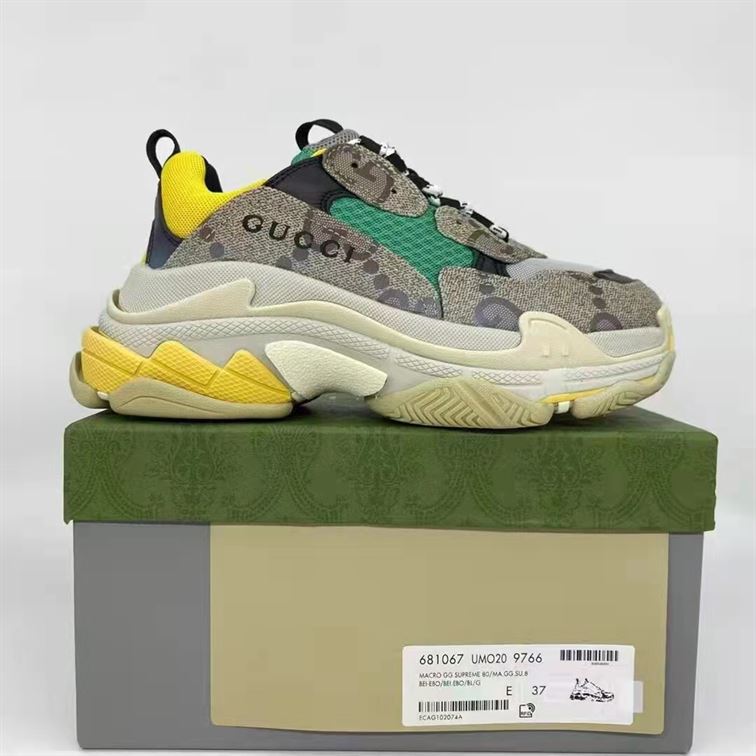 GUCCI X BALENCIAGA THE HACKER PROJECT TRIPLE S BEIGE GREEN YELLOW   GCC074 - Sneaker Replica Workshop