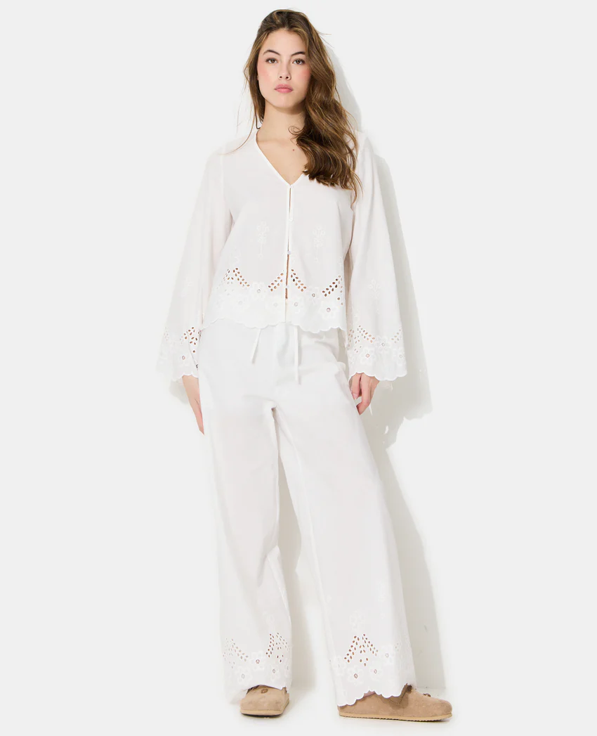 Pimkie Pantalon droit avec broderie anglaise ajourée