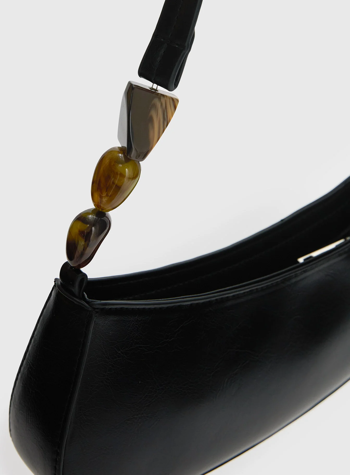 Contradiction Bead Detail Shoulder Bag Black