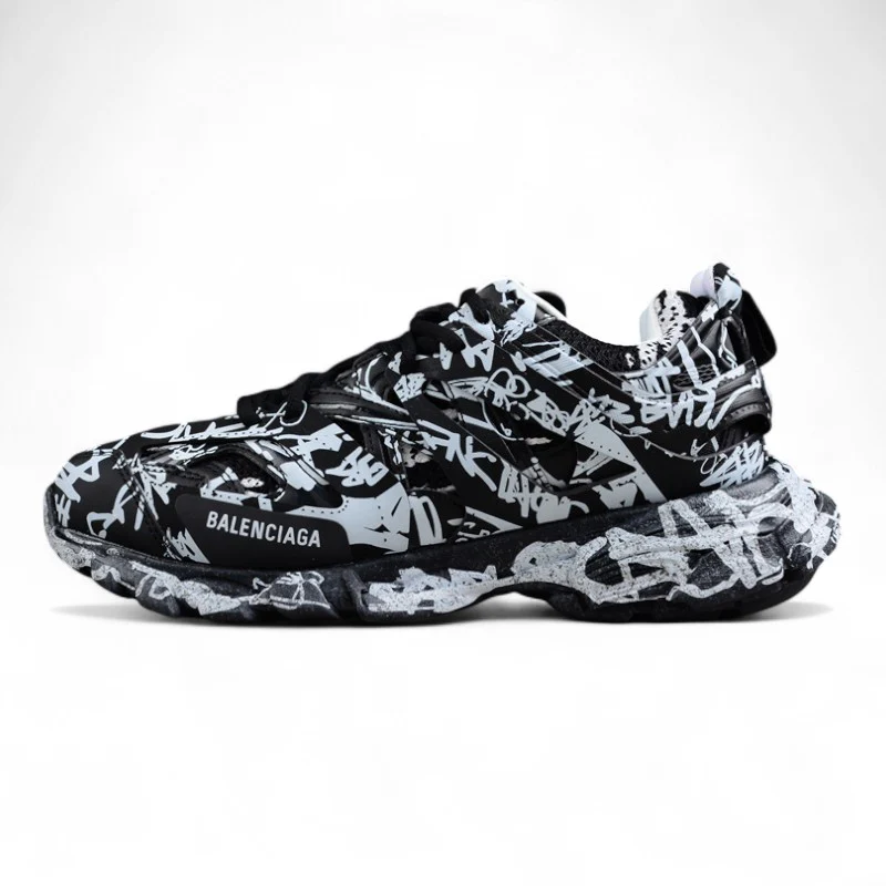Balenciaga Track Graffiti Sneakers – Black/White - Sneaker Replica Workshop