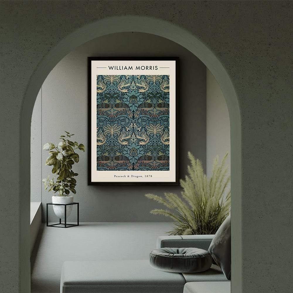 Walljar poster ingelijst - William Morris - Peacock and Dragon Poster ingelijst - 70 x 100 cm