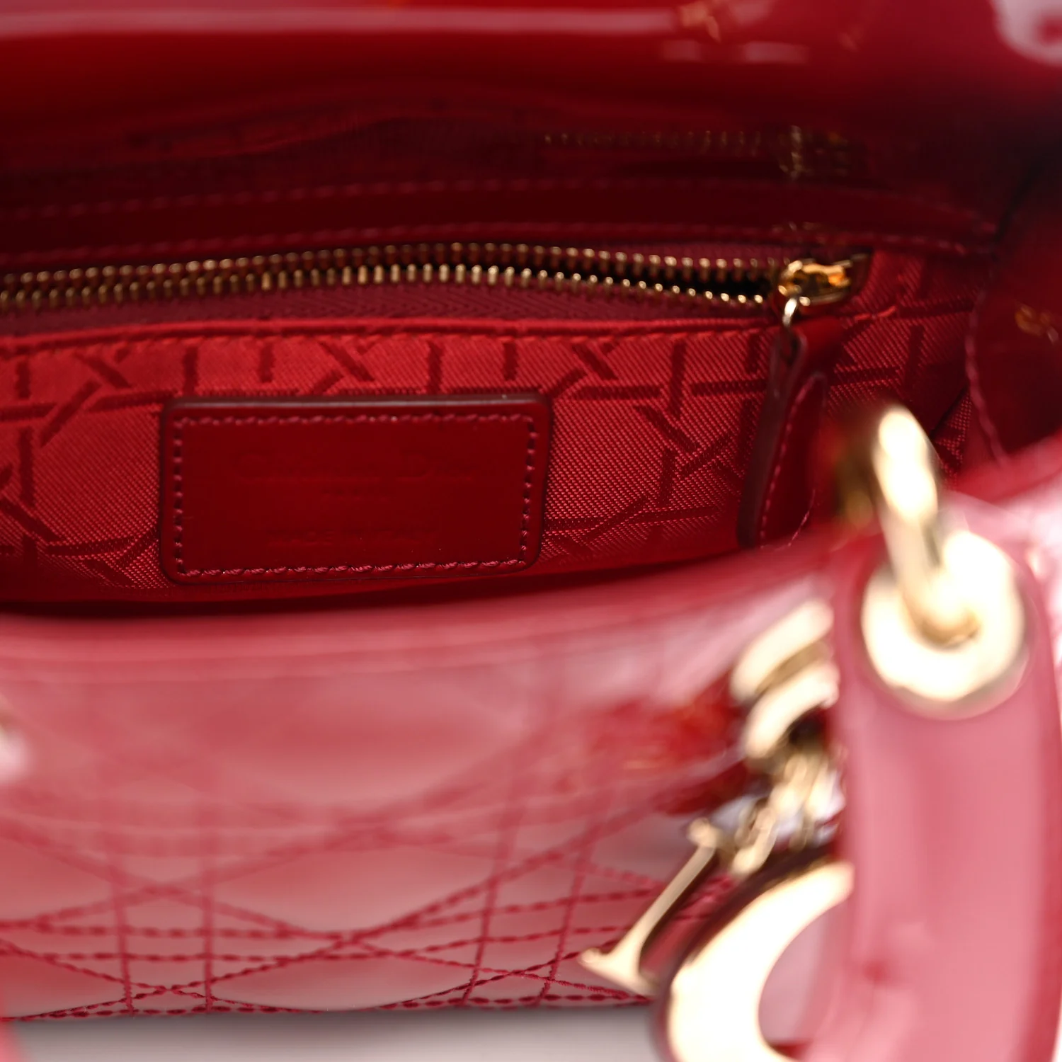 Patent Cannage Mini Lady Dior Red - Top Club