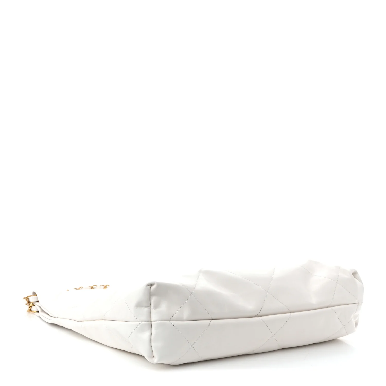 Shiny Calfskin Quilted Small Chanel  White - Top Club
