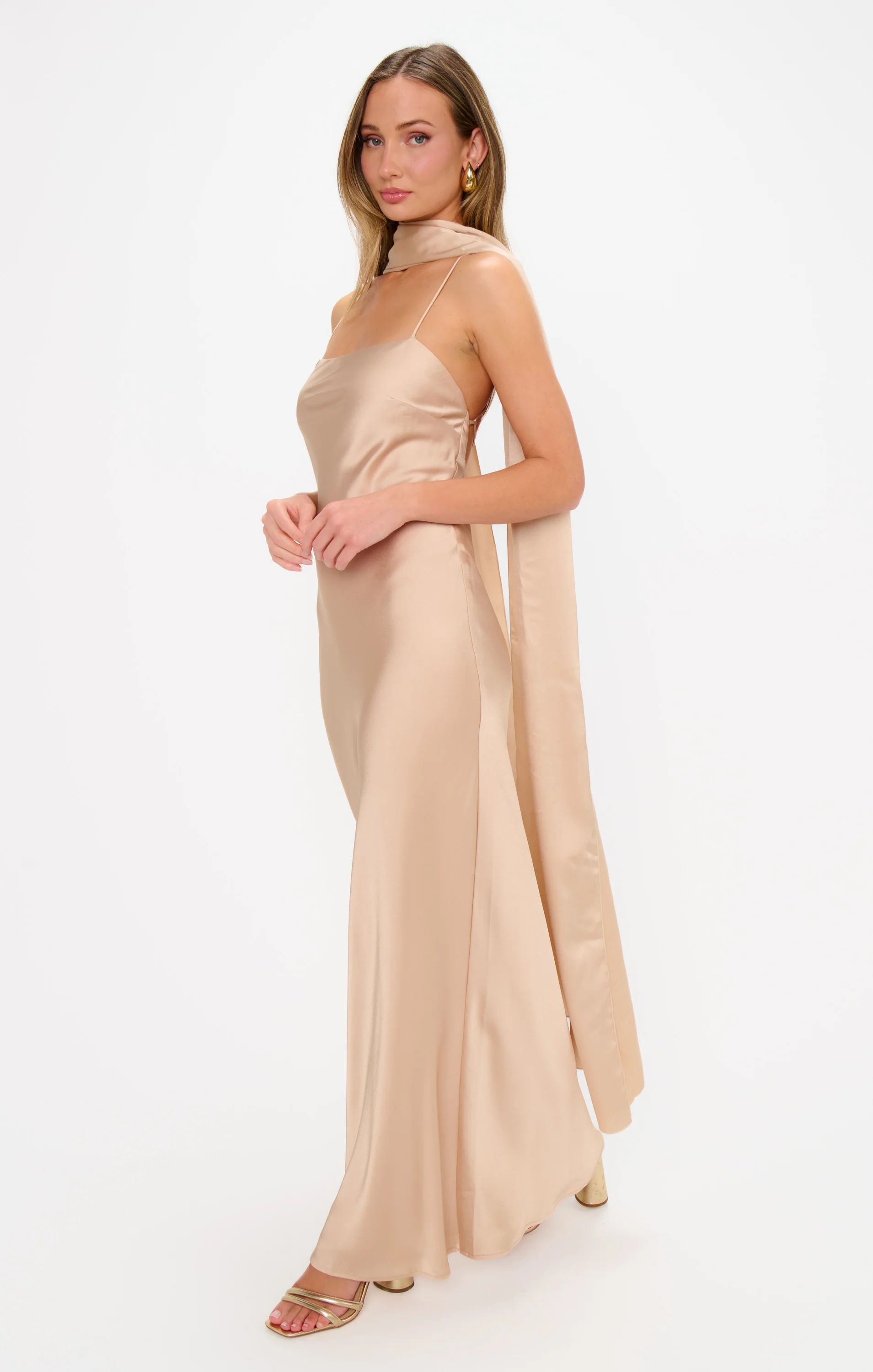 Soiree Shawl ~ Champagne Luxe Satin