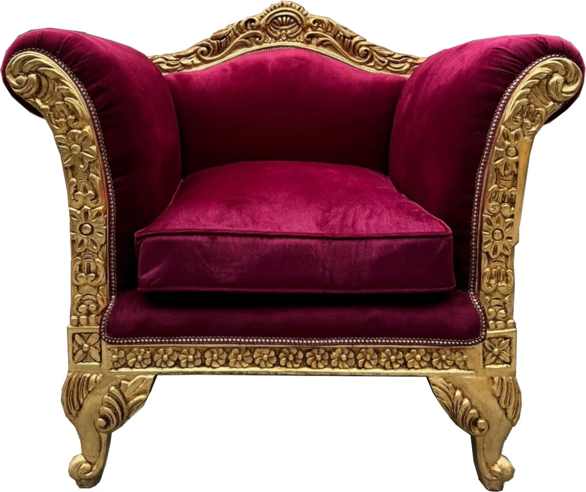 Baroque lounge chair burgundy red / gold - baroque style furniture