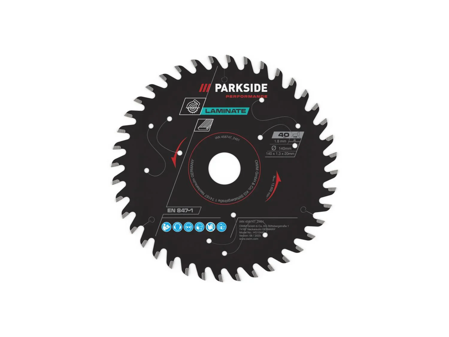 PARKSIDE PERFORMANCE Lame de scie, 140 mm, 20 dents, 40 dents, 44 dents