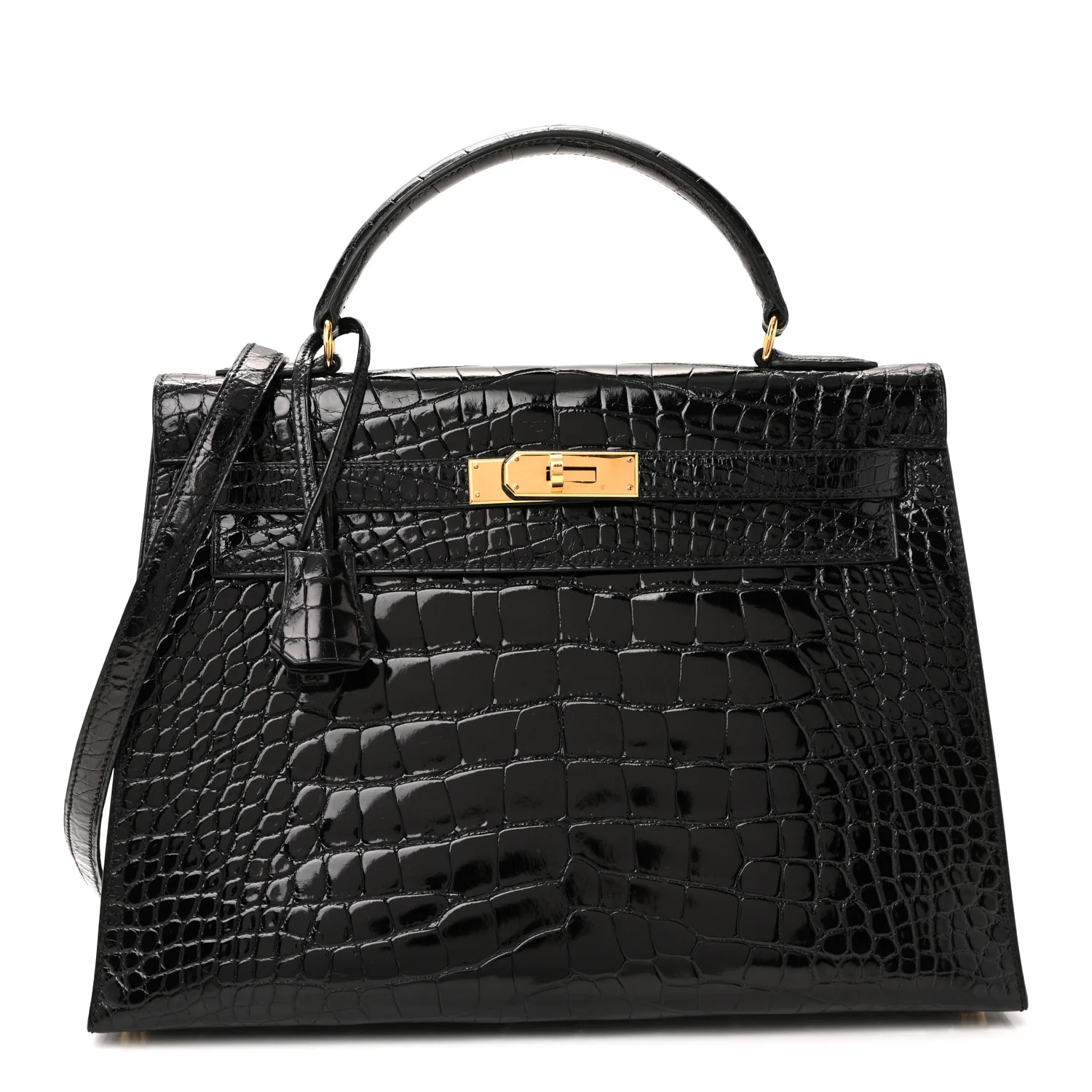 Shiny Alligator Kelly Sellier 32 Black