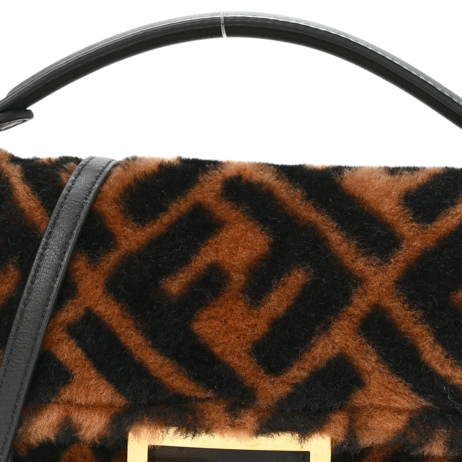 Shearling Vitello Dolce Macro FF 1974 Mini Tobacco Black - Top Club