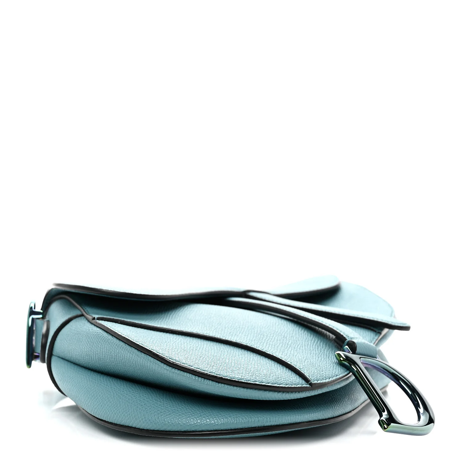 Grained Calfskin Saddle Bag Azure Blue - Top Club