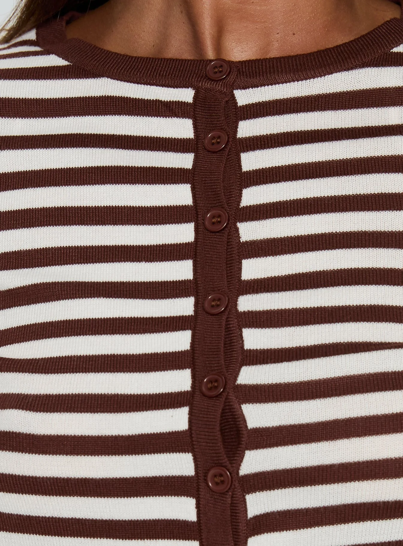 Elcie Button Up Cardigan Brown Stripe