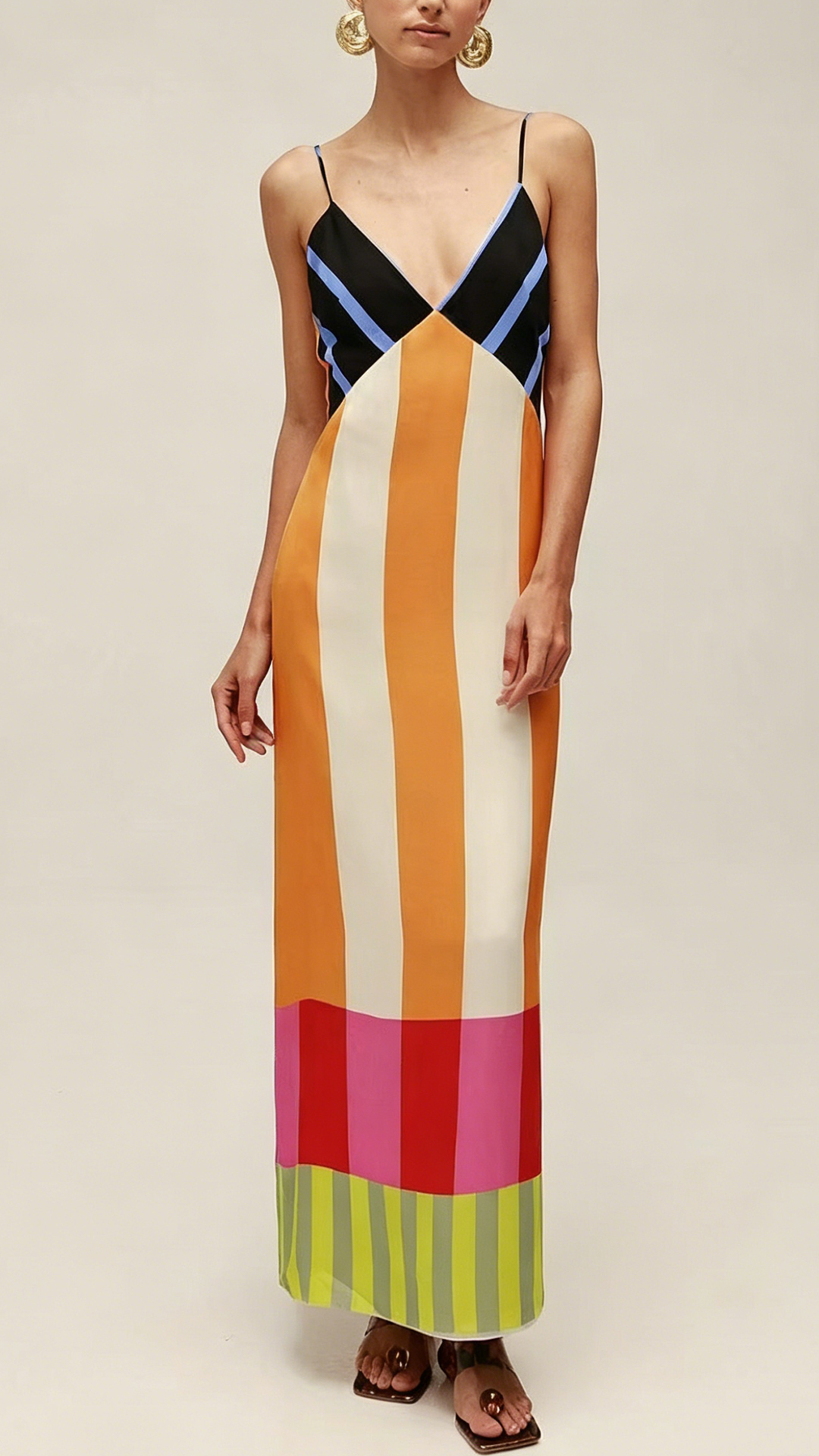 Women's Color-Block Striped Cami Cotton-Blend Waisted Maxi Dress - Nordfashionstorm - Women's Clothing, Fashion for You - Nordfashionstorm.com