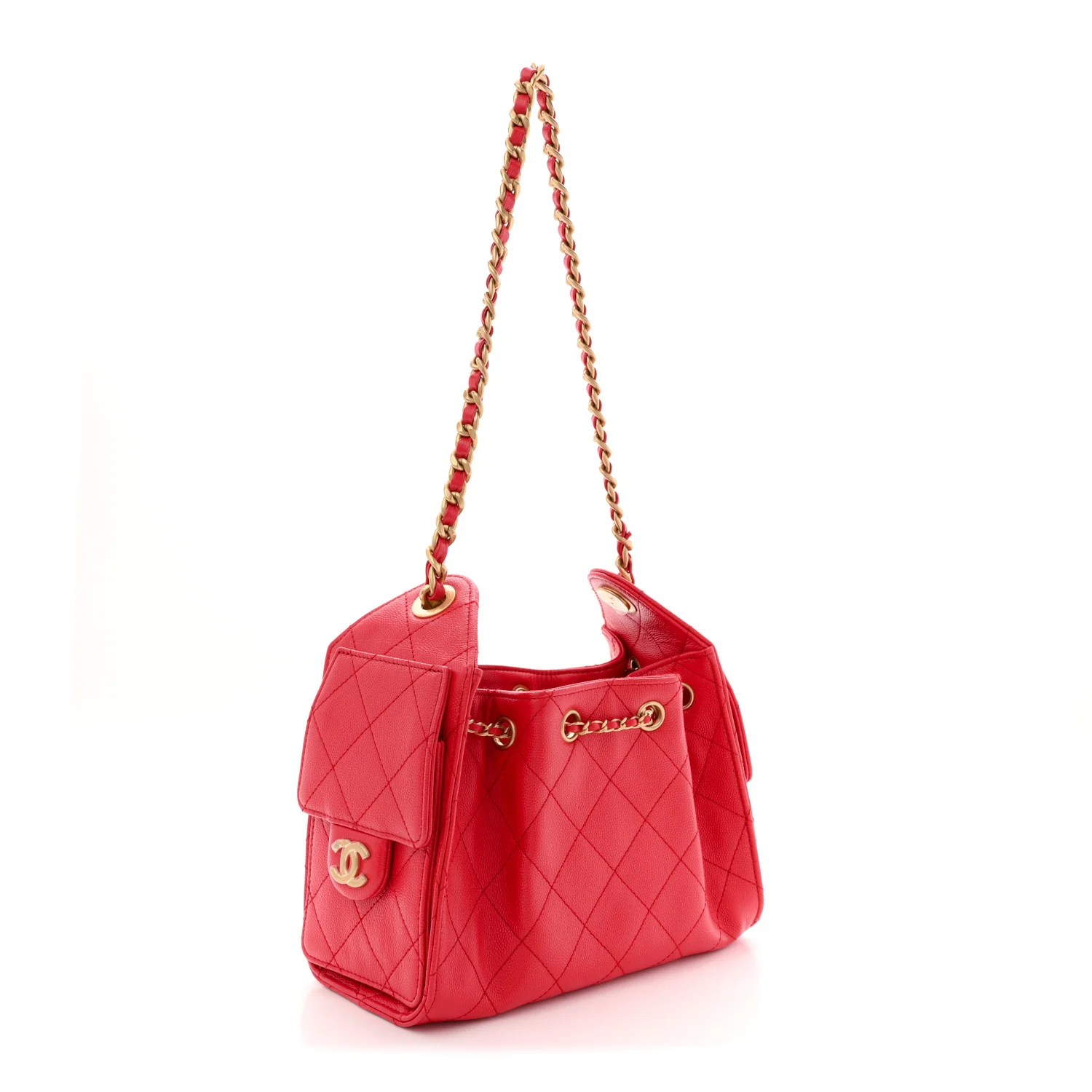 Caviar Quilted Mini Chanel 25 Handbag Red - Top Club