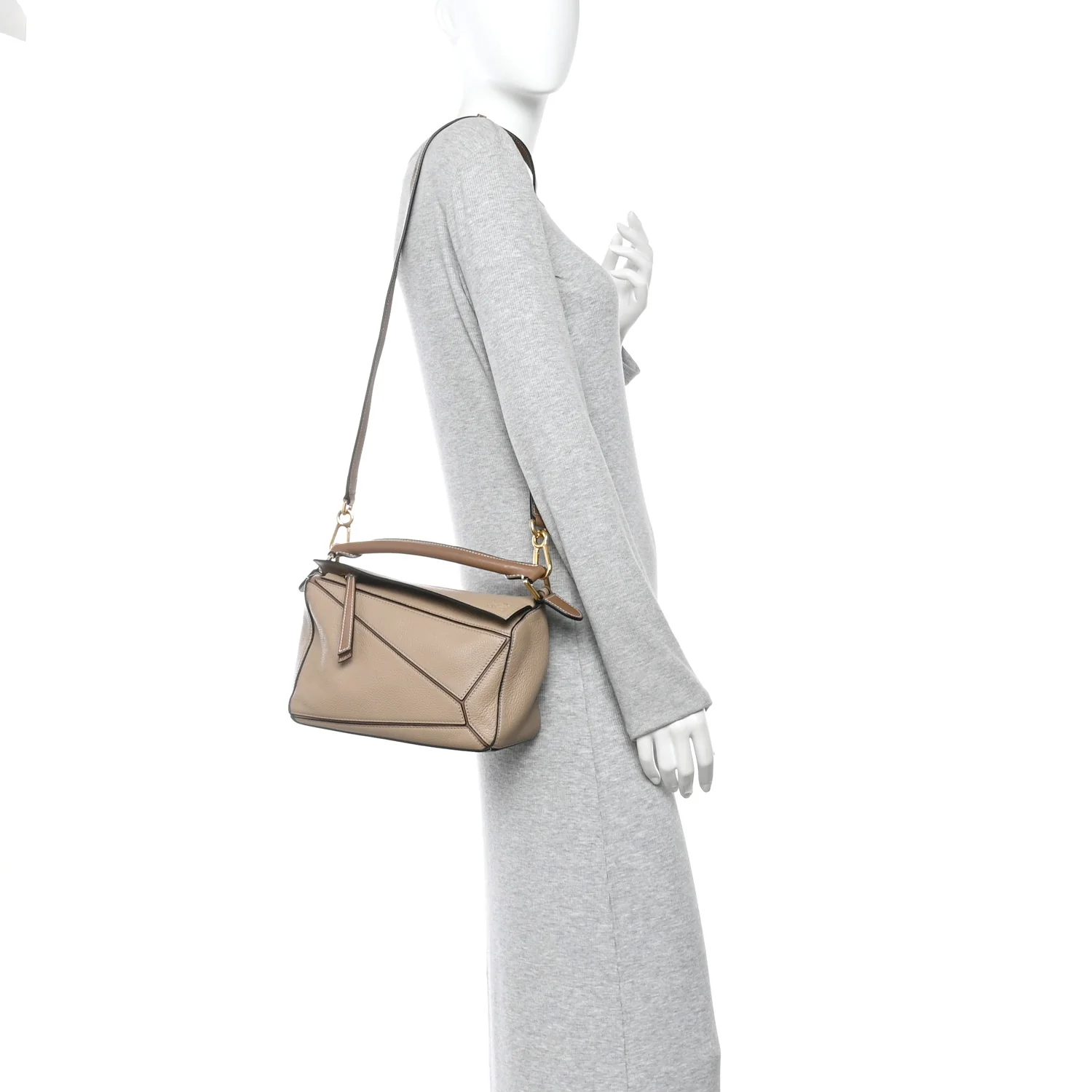 Grained Calfskin Small Puzzle Bag Sand Mink