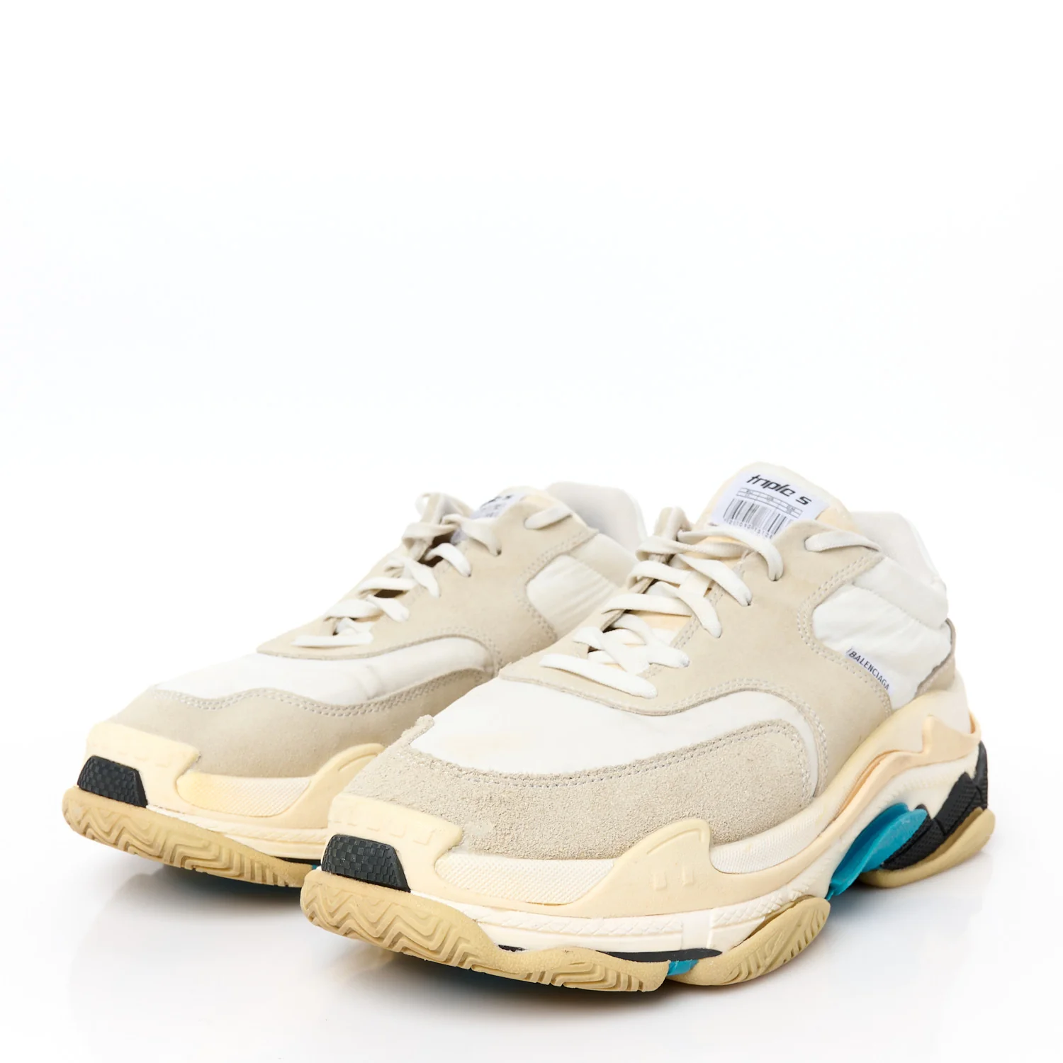Nylon Suede Mens Triple S 2.0 Sneakers 44 White Grey Blue - Top Club