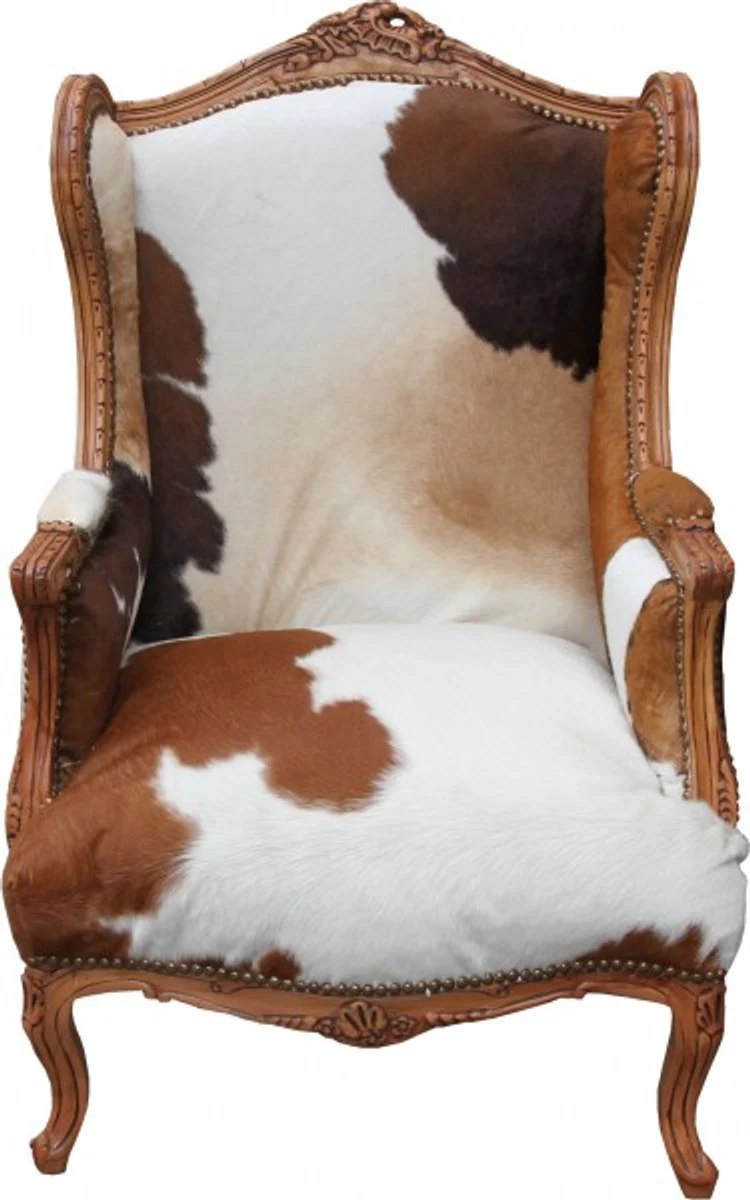 Baroque Lounge Throne Chair Cowhide Mod2 - Ear Chair - Wing Chair Tron Chair - Unique!