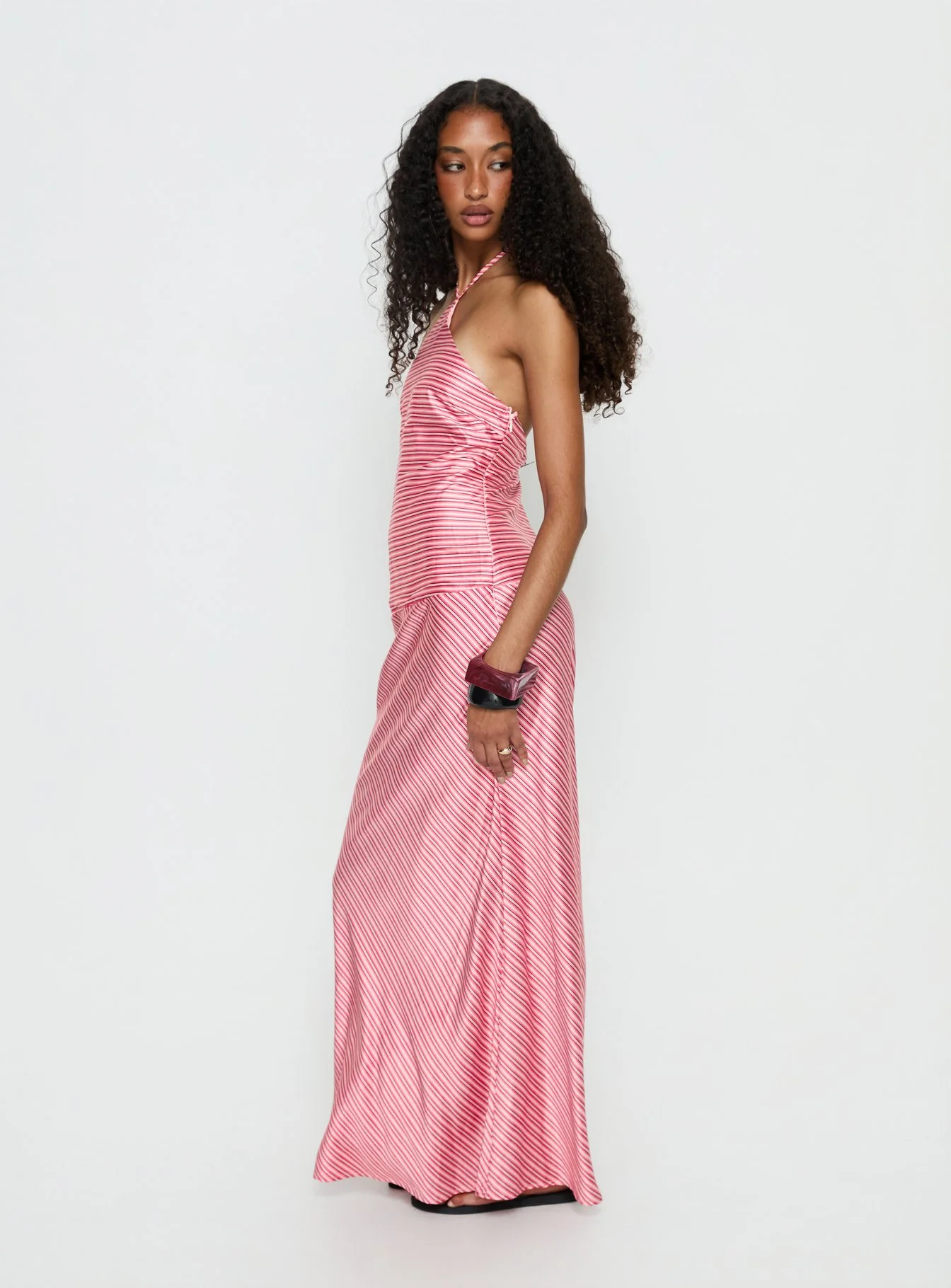 Bellamissimo Halter Maxi Dress Pink Stripe