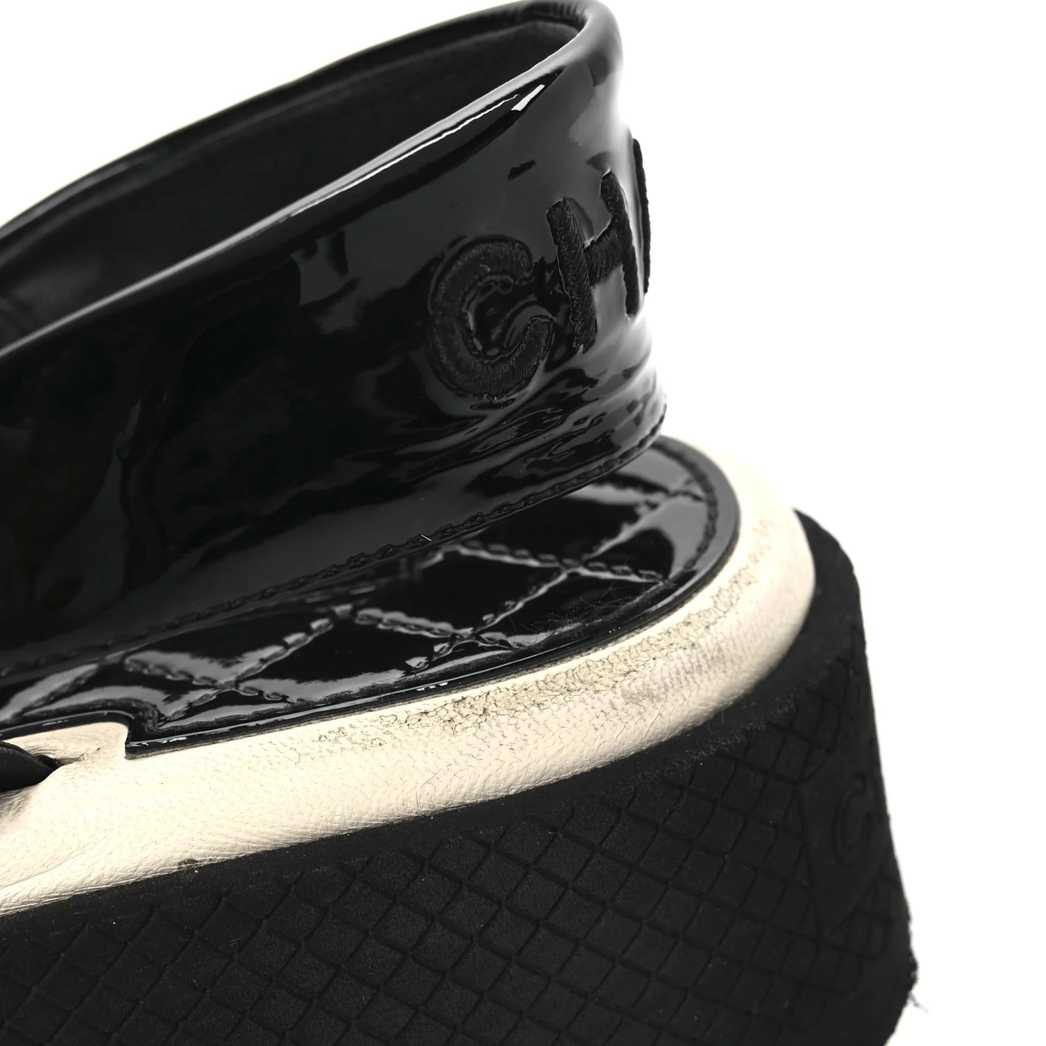 Lambskin Patent Logo Platform Sandals 39 Black - Top Club