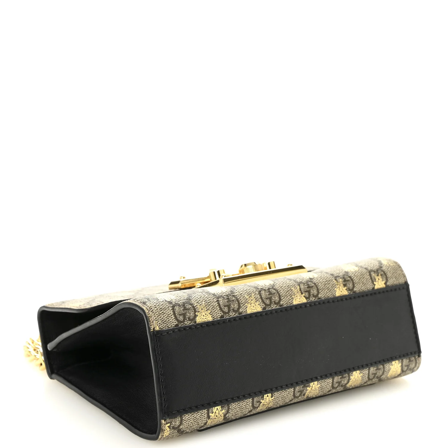 GG Supreme Monogram Bees Small Padlock Shoulder Bag Black - Top Club