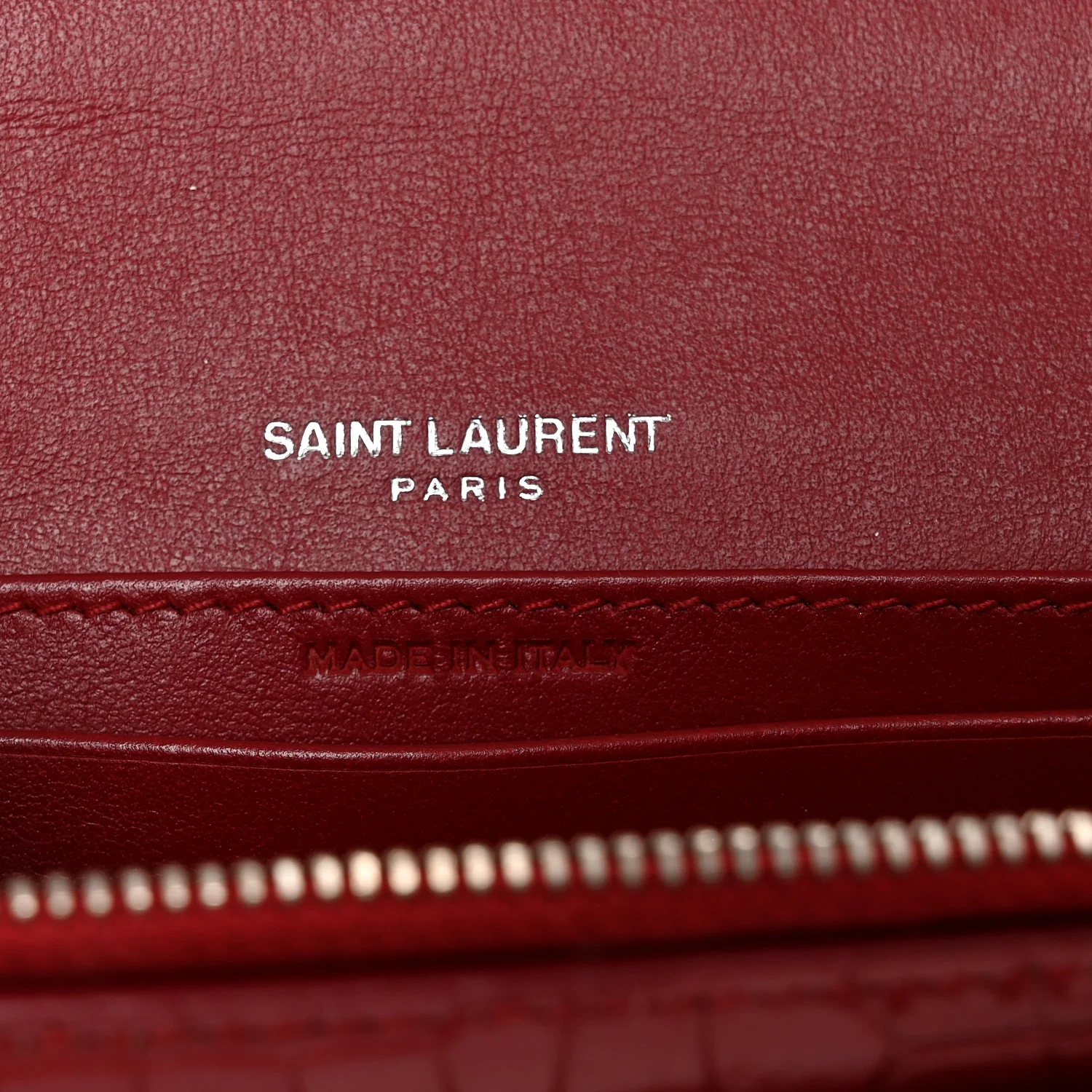 Calfskin Crocodile Embossed Monogram Sunset Chain Wallet Rouge Eros - Top Club