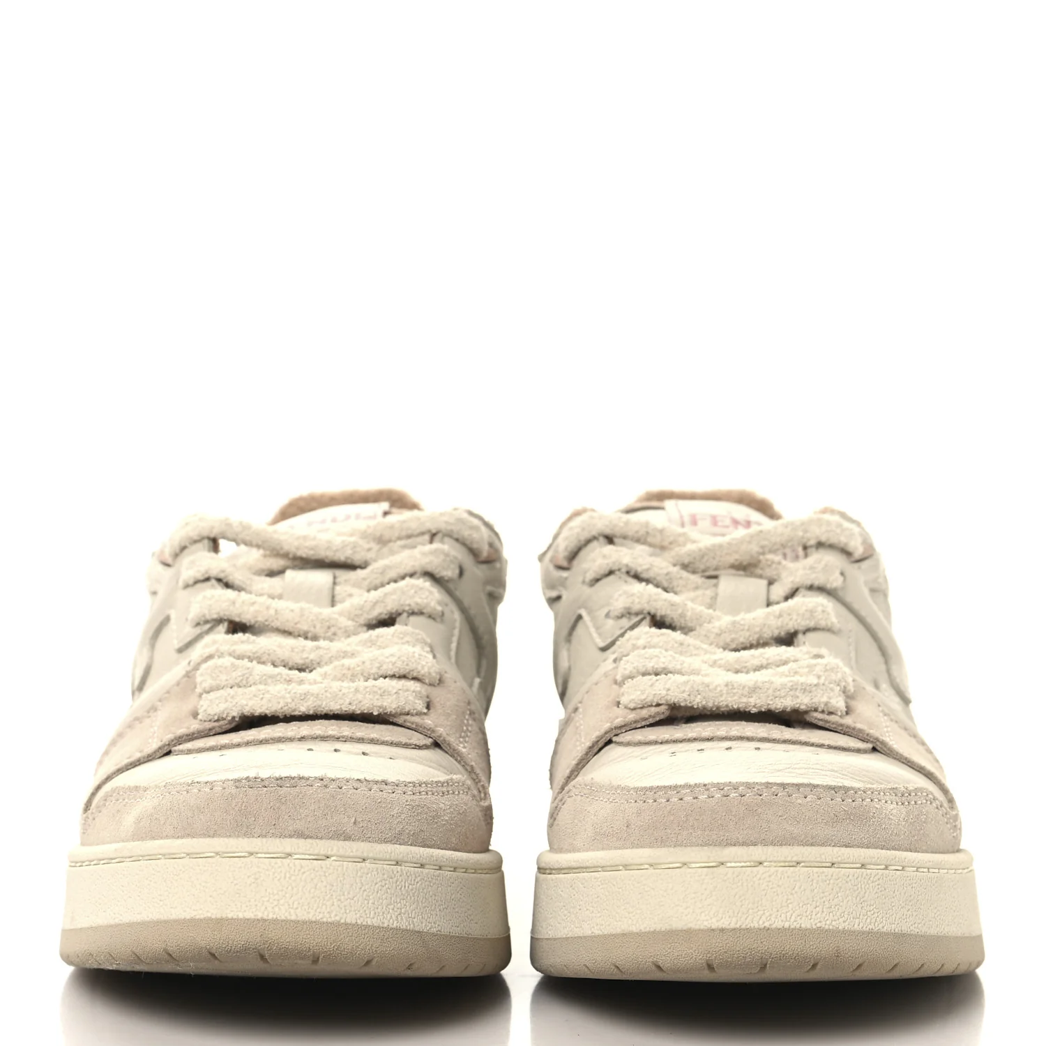 Suede Vitello Fendi Match Low Top Sneakers 37.5 Nudo White Garza Rosa - Top Club