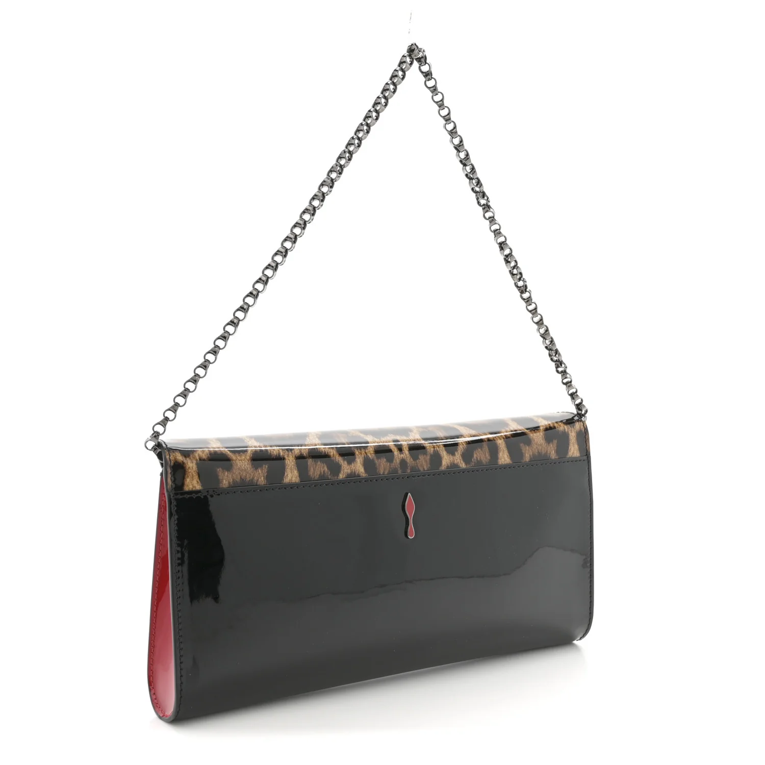 Patent Leopard Vero Dodat Clutch Brown - Top Club