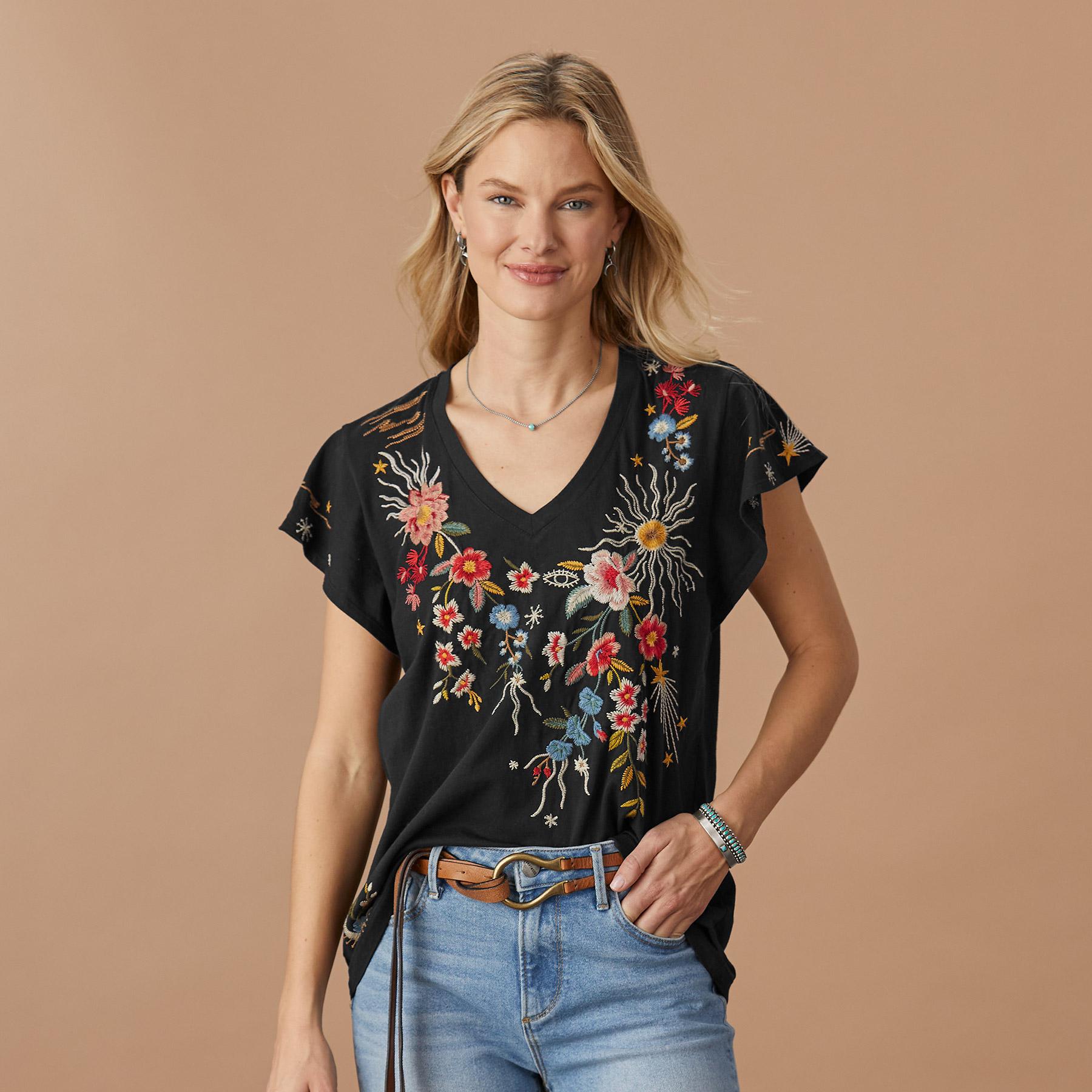 Lissa Flutter Sleeve Tee, Petite - Sundance Living