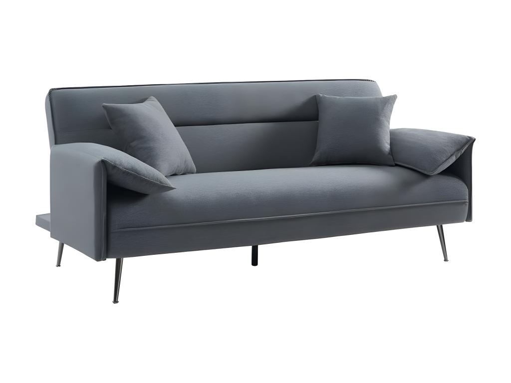Sofá convertible en tela negra - dimensiones 196x78x84 cm