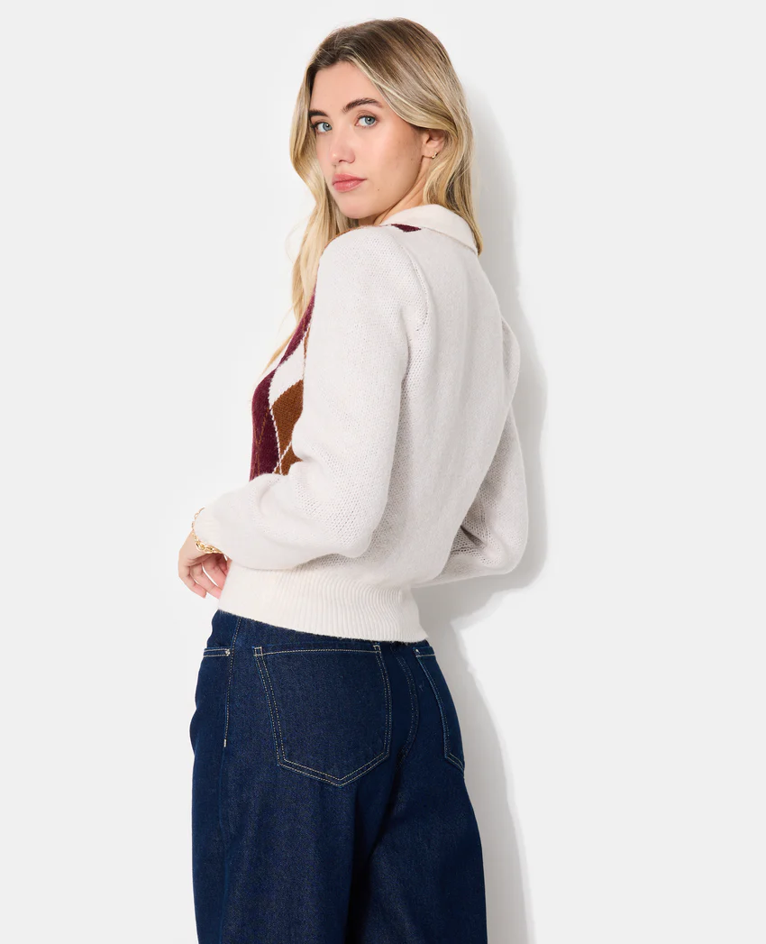 Pimkie Pull col polo motif losanges