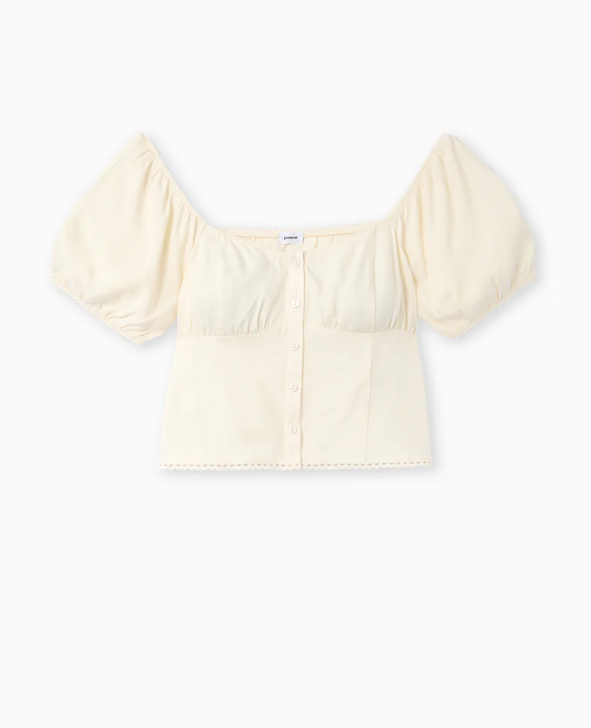 Pimkie Blouse manches ballons avec finitions croquet