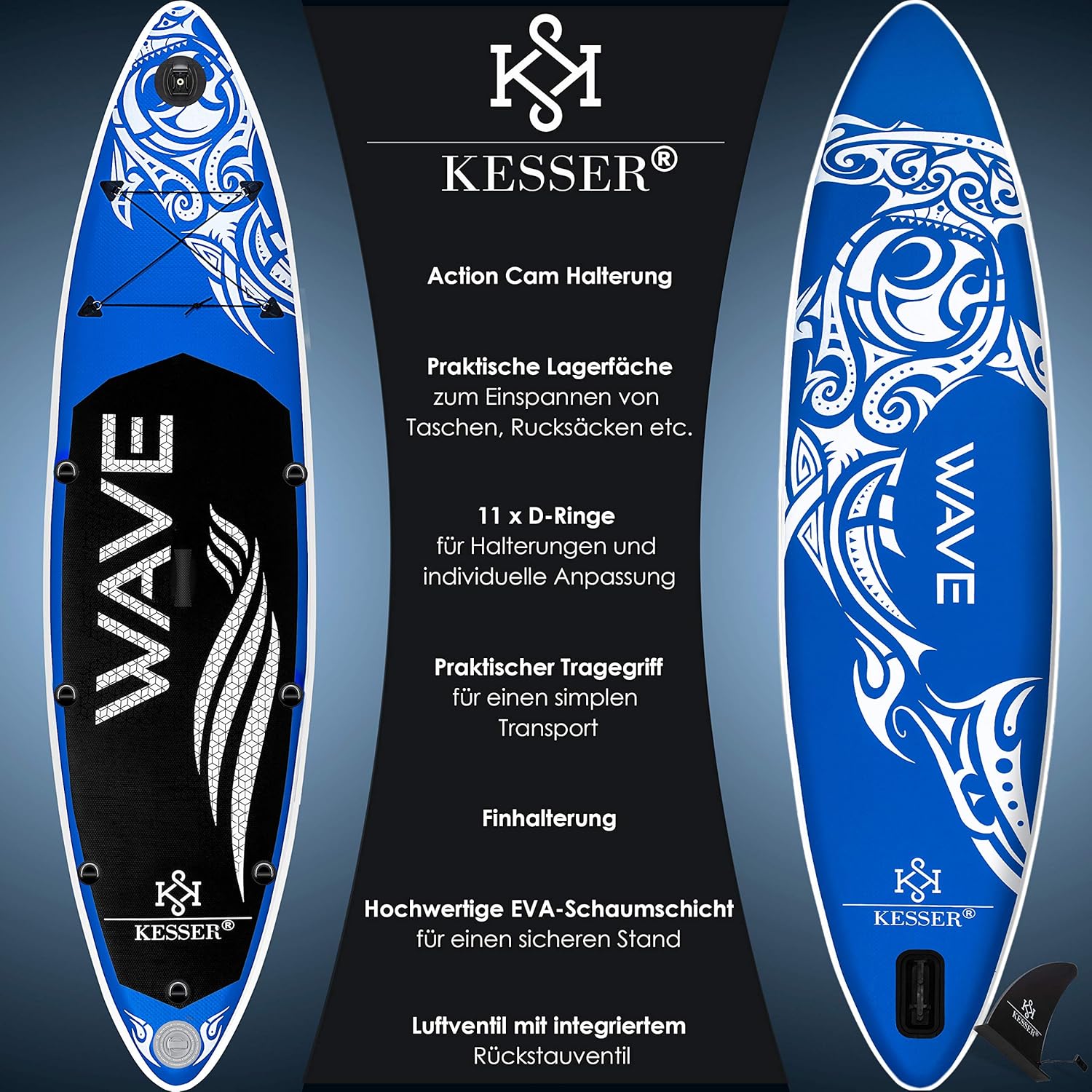 KESSER® Tavola SUP Gonfiabile Set Tavola Stand Up Paddle Tavola da Surf Premium Sport Acquatici | 6 Pollici di Spessore | Accessori Completi | 130 kg