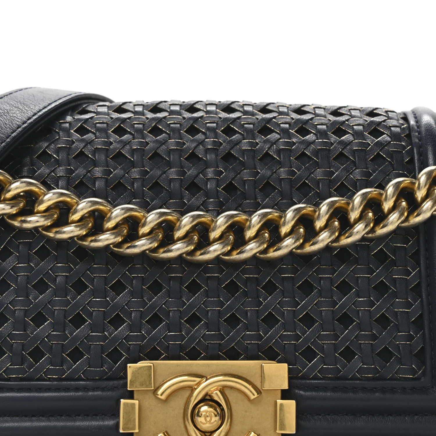 Sheepskin Braided Small Boy Reverso Flap Navy - Top Club