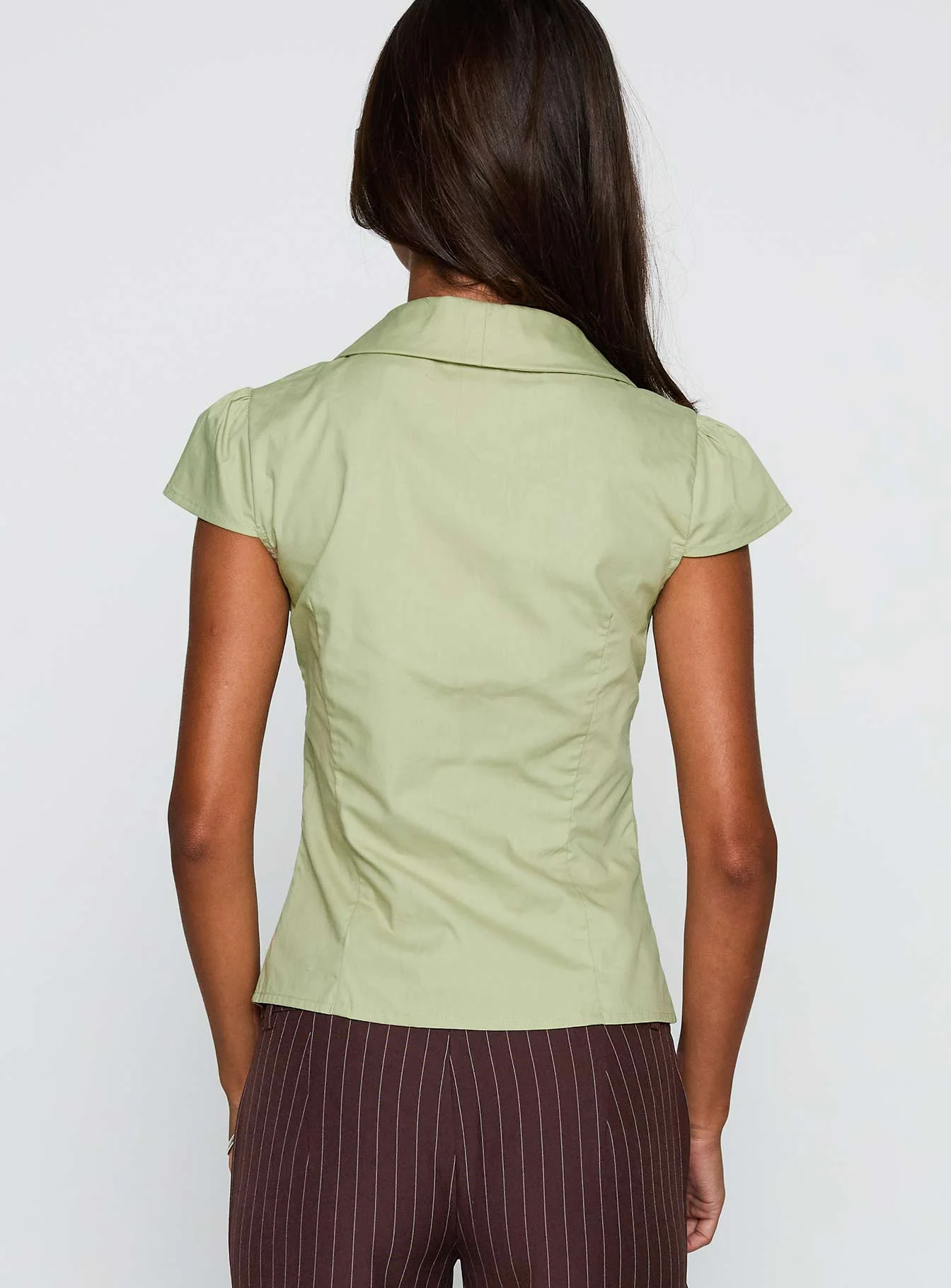 Crowd Control Collared Top Sage