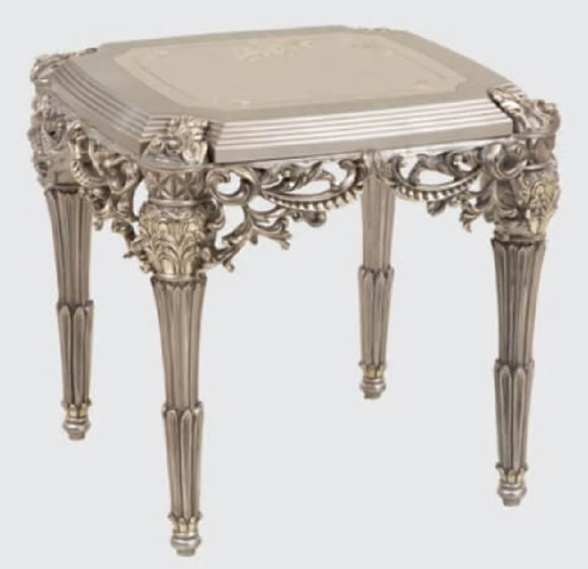Luxury Baroque Living Room Set Gray / Silver / Gold - 2 Sofas & 2 Armchairs & 1 Coffee Table & 2 Side Tables - Handcrafted Living Room Furniture in Baroque Style - Noble & Magnificent