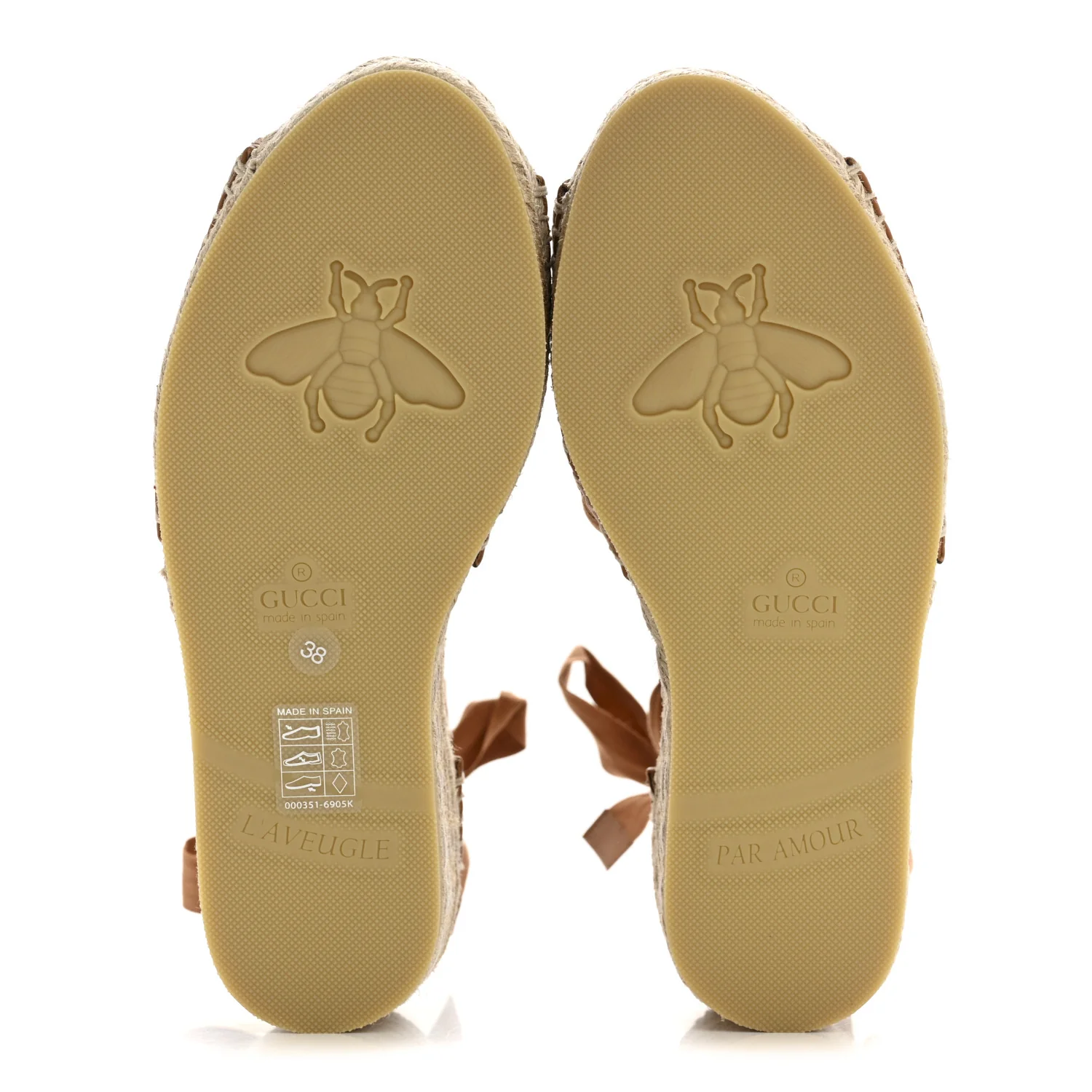 Canvas Damita GG Eyelet Espadrille Wedge Sandals 38 Blondie Cognac - Top Club